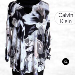 Calvin Klein Performance Blue and White Long Sleeve Top Medium